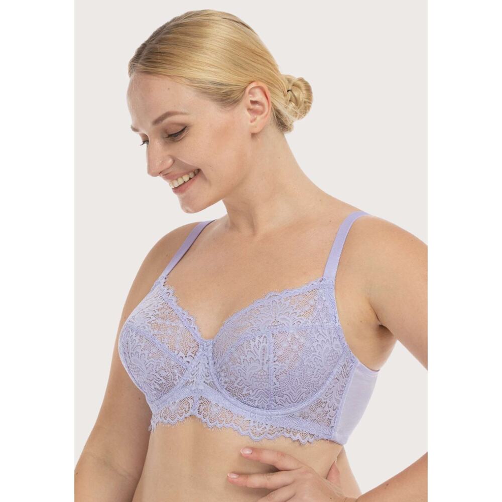HSIA Sunflower Lace Minimizer Bra 34DD Periwinkle Full Coverage Underwire NWT